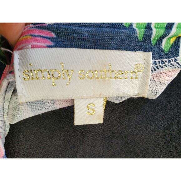 Simply Southern Hawaiian Hibiscus Floral Print Knee Length Tunic Dress Small - Picture 9 of 11